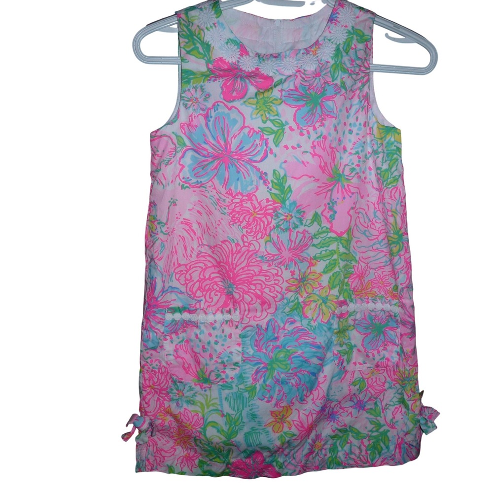 Lilly Pulitzer -Little Lilly Classic Shift Dress Floral Smocked Neckline Size 10